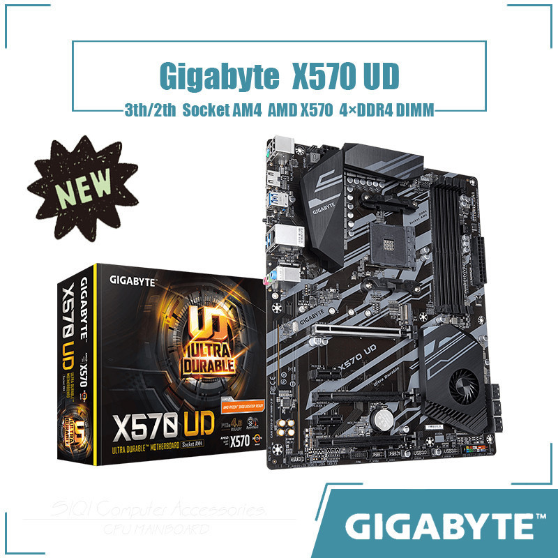 [ใหม่] Gigabyte X570 UD เมนบอร์ด 4xDDR4 DIMM ซ็อกเก็ต AM4 AMD X570 ชิปเซ็ตมาตรฐาน ATX 128GB