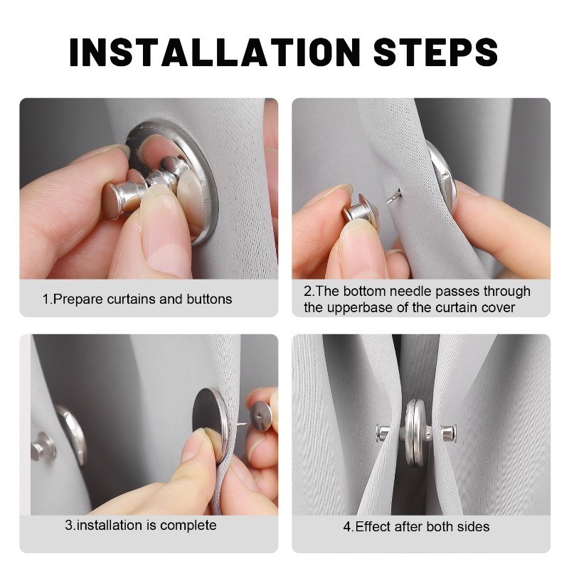 แนะนำ ผ้าม่าน ผ้าม่านที่ถอดออกได้ปุ่มแม่เหล็ก-เล็บฟรีบ้านกันแสงม่านแม่เหล็กยึดสแน็ป-คงที่ดูดซับหัวเข็มขัด ราคาพิเศษ มีเก็บเงินปลายทาง