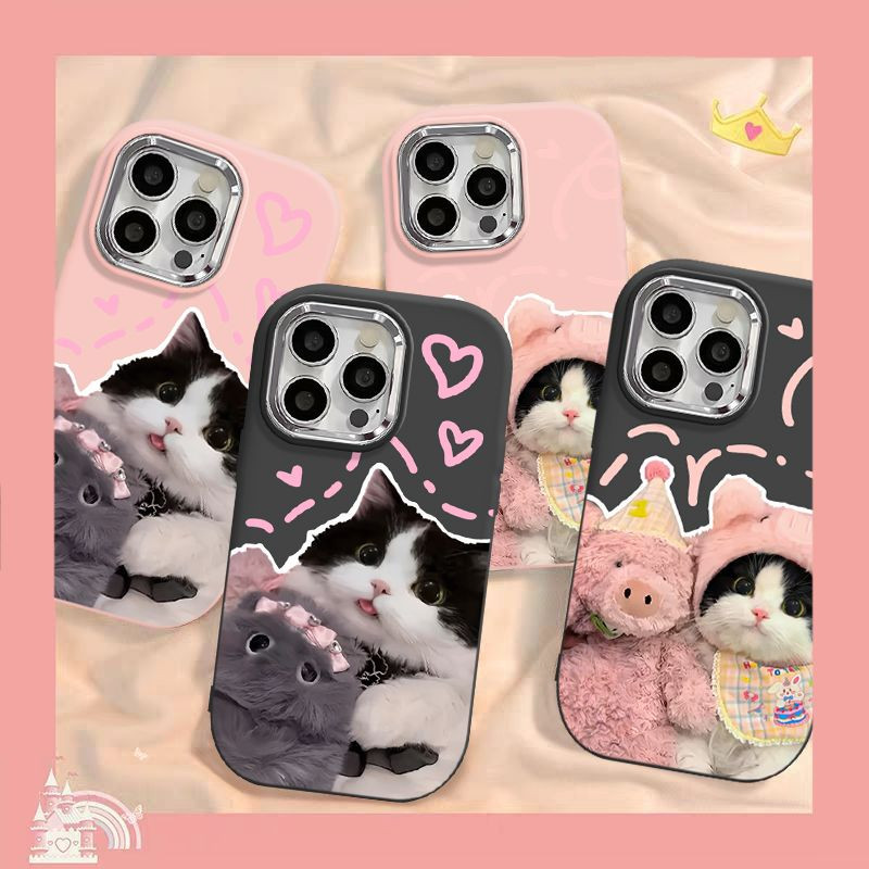 เคส เข้ากันได้กับ เคสไอโฟน 16 XR 11 16 13 15 12 14 Pro Max 15 7 8 Plus X XS Max SE 2020 เคสตุ๊กตาหมูแมวหนูการ์ตูนน่ารัก