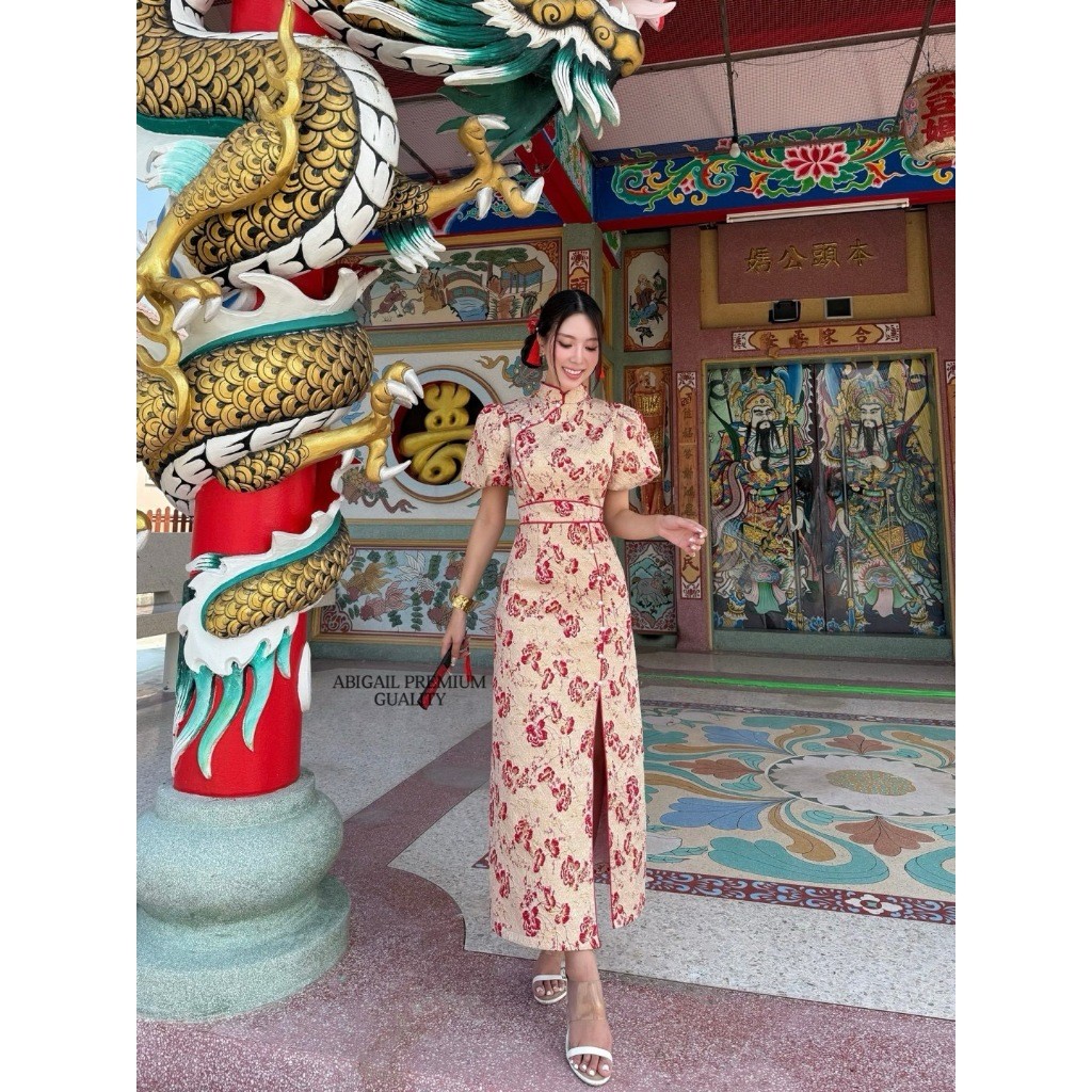 ตรุษจีน ABIGAIL BRAND ABG145 ชุดเดรสยาวกี่เพ้าแขนตุ๊กตา