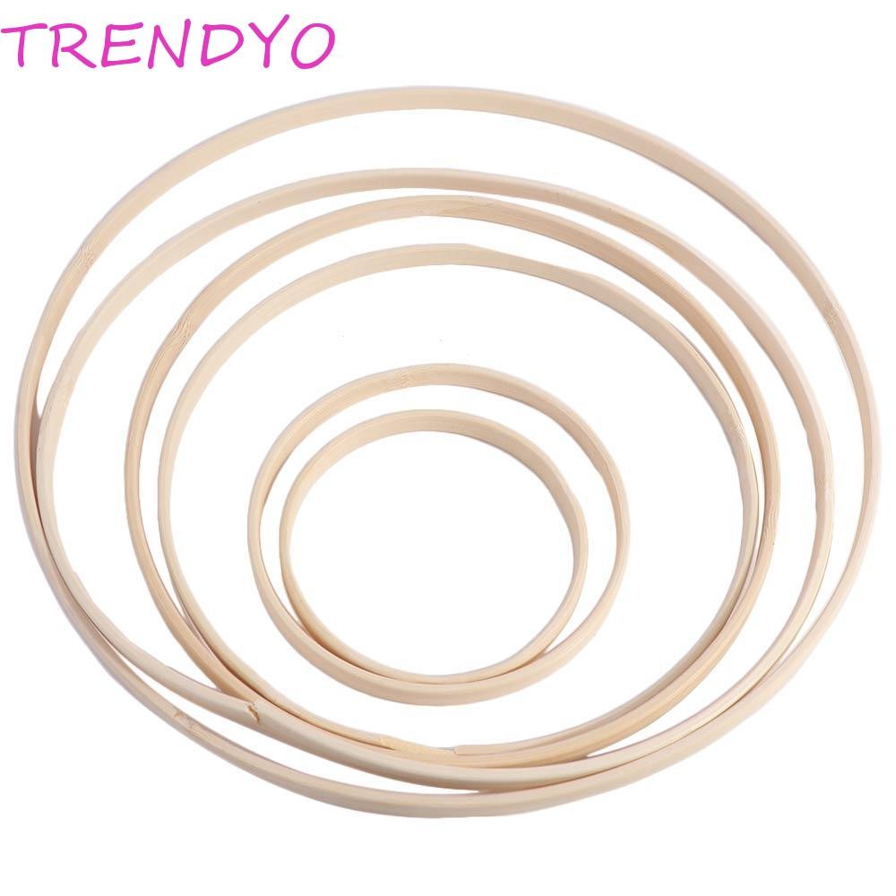 Trendyo วงกลมไม้ไผ่, แหวนพวงหรีดดอกไม้กลมแขวน, เครื่องมืองานฝีมือ DIY ไม้ไผ่ 10-30 ซม. ห่วงไม้ไผ่กรอบปาร์ตี้