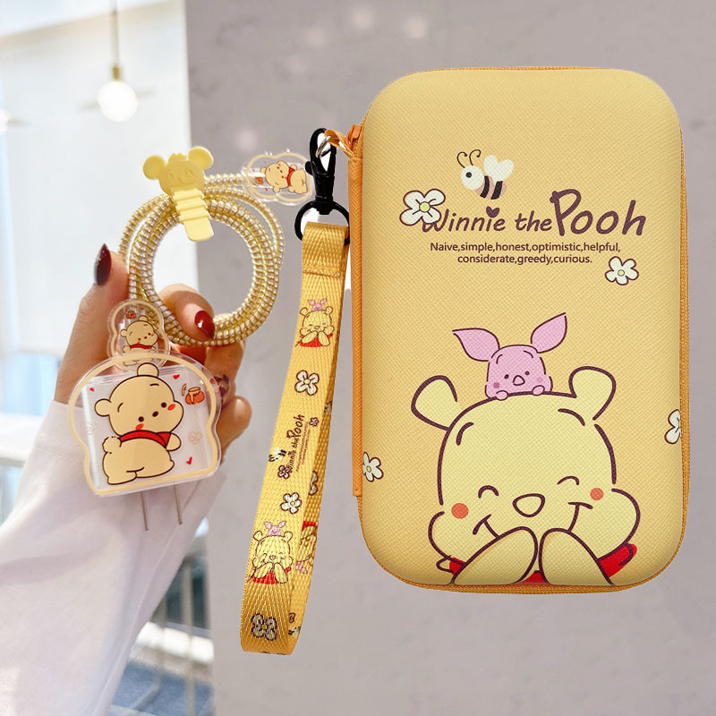 น่ารัก Winnie the Pooh Powerbank สายชาร์จกระเป๋า Charger protector Charger case สายชาร์จ protector เหมาะสําหรับ iphone 18/20w