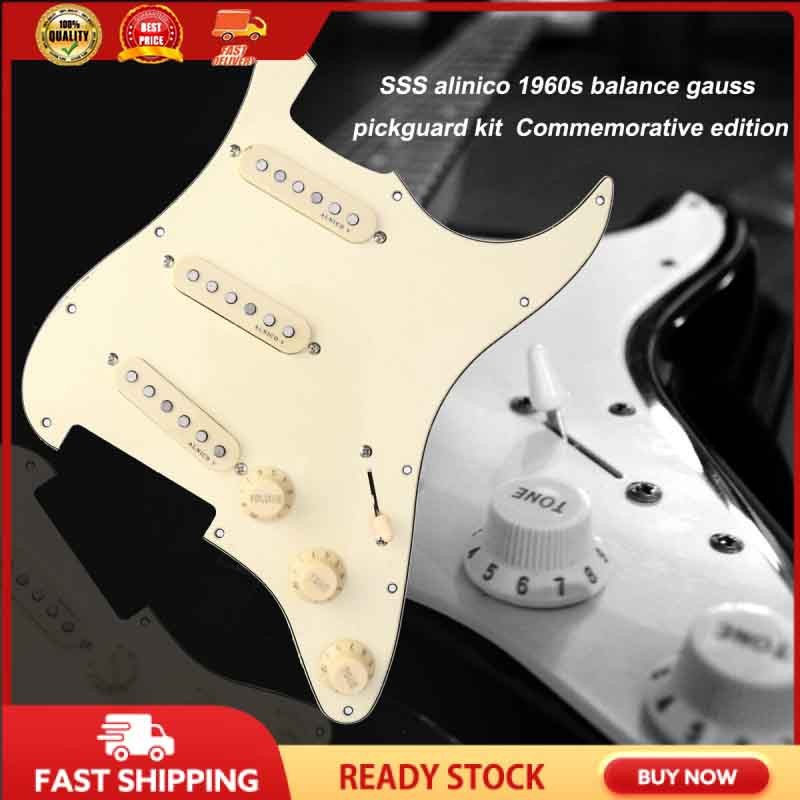 Prewired Pickguard Schrauben ชุดโมเดลที่ระลึกคลาสสิก Prewired โหลด SSS Pickguard Alnico V Pickups ใน60S สำหรับ Fender ST