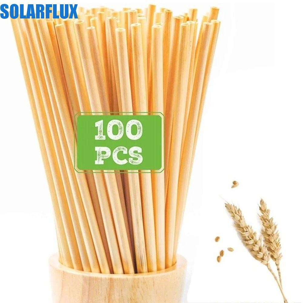 Solarflux 100 ชิ้นฟางข้าวสาลีดื่ม, 20 ซม.ทิ้งหลอดสิ่งแวดล้อม, Party Bar อุปกรณ์เสริมธรรมชาติแบบพกพาเป็นมิตรกับสิ่งแวดล้อมหลอดย่อยสลายได้ Party