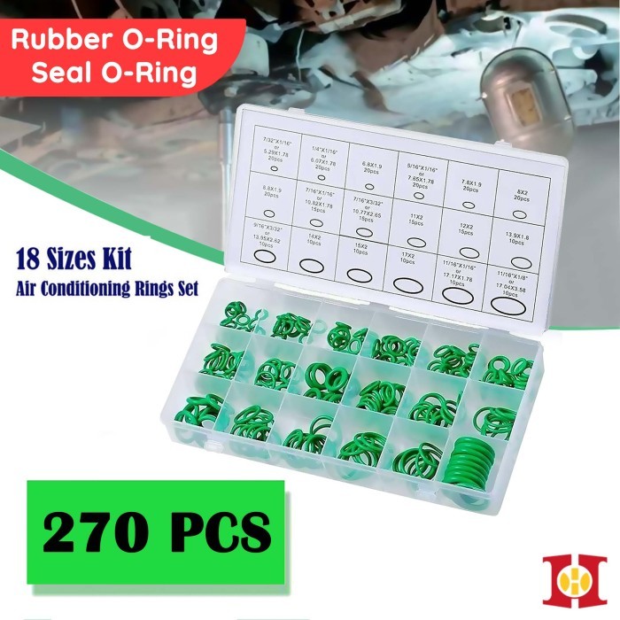 270 PCS Seal Sil Oring O แหวน O-Ring HNBR Universal ปะเก็นยางยืดหยุ่น 1/2 3/8 5/8 R134A R22 รถ AC ปั