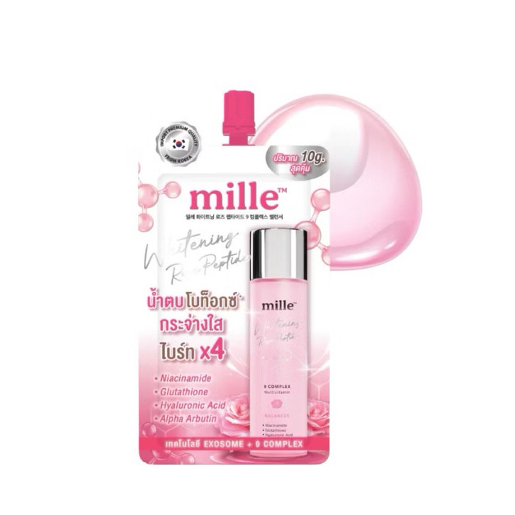 (1 ซอง) Mille มิลเล่ น้ำตบโบท็อกซ์ Whitening Rose Peptide 9 Complex