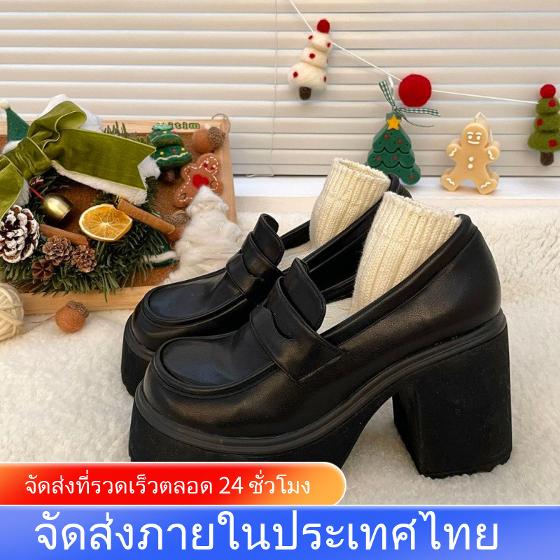 [จัดส่งในประเทศไทย] รองเท้าส้นสูง หนัง PU หัวกลม ส้นหนา ขนาดเล็ก สีดํา เข้ากับทุกการแต่งกาย สําหรับผู้หญิง