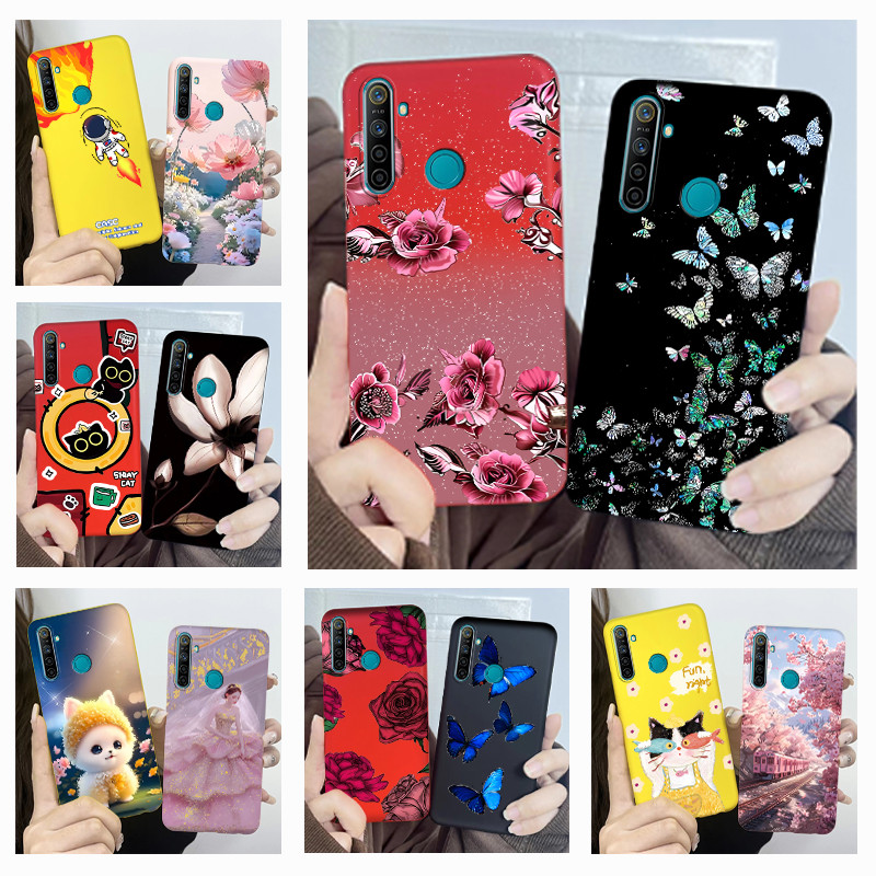 เคสกันกระแทกสําหรับRealme 5 Pro 5i 5s 6i C3 ปลอกผีเสื้อยอดนิยมดอกไม้Soft Matte Jelly Cover Realme5i Realme6i 5Proเคสโทรศัพท์