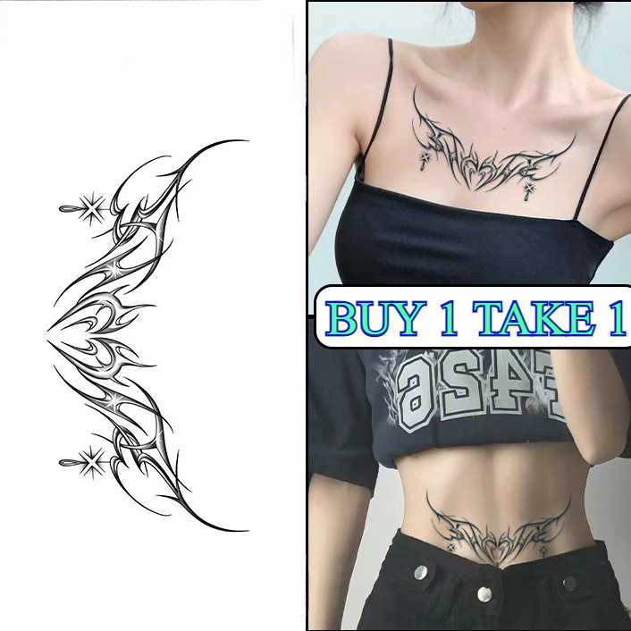[ซื้อ 1 เอา 1] สักสติกเกอร์สำหรับผู้หญิง น้ำสมุนไพร ลายสักชั่วคราว กันน้ำได้ ดีไซน์เซ็กซี่
