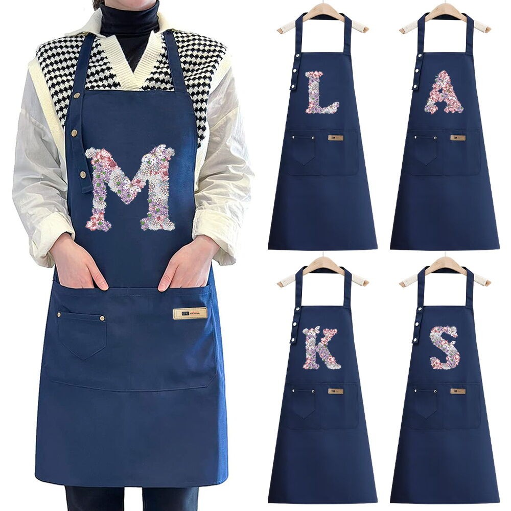 Kitchen Apron Chef's Gardening Apron Standard Style Work Apron rose flower Original Blue