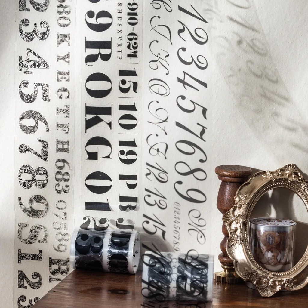 Jianwu 55 มม.* 200 ซม. Digital Trajectory Series Vintage Number ภูมิทัศน์ PET เทป Creative DIY Journal วัสดุ Collage เครื่องเขียน