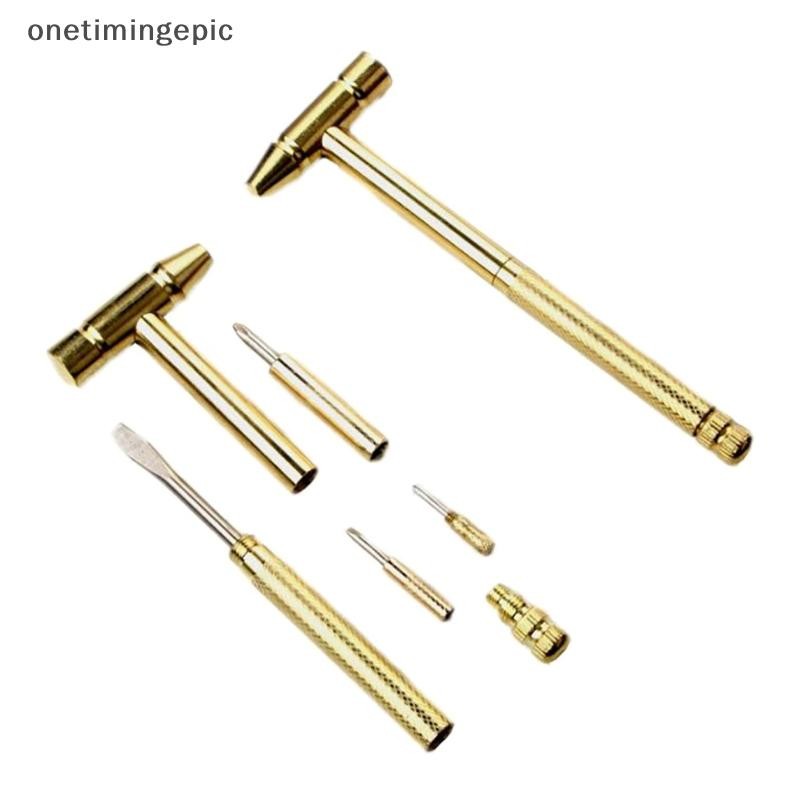 Onetimingepic ใหม่ 6 in 1 Micro Multi ทองเหลืองค้อน 3 ประเภทไขควง Bits กระเป๋า DIY เครื่องมือขนาดเล็กรอบค้อน 5 in 1 Onetimingepic