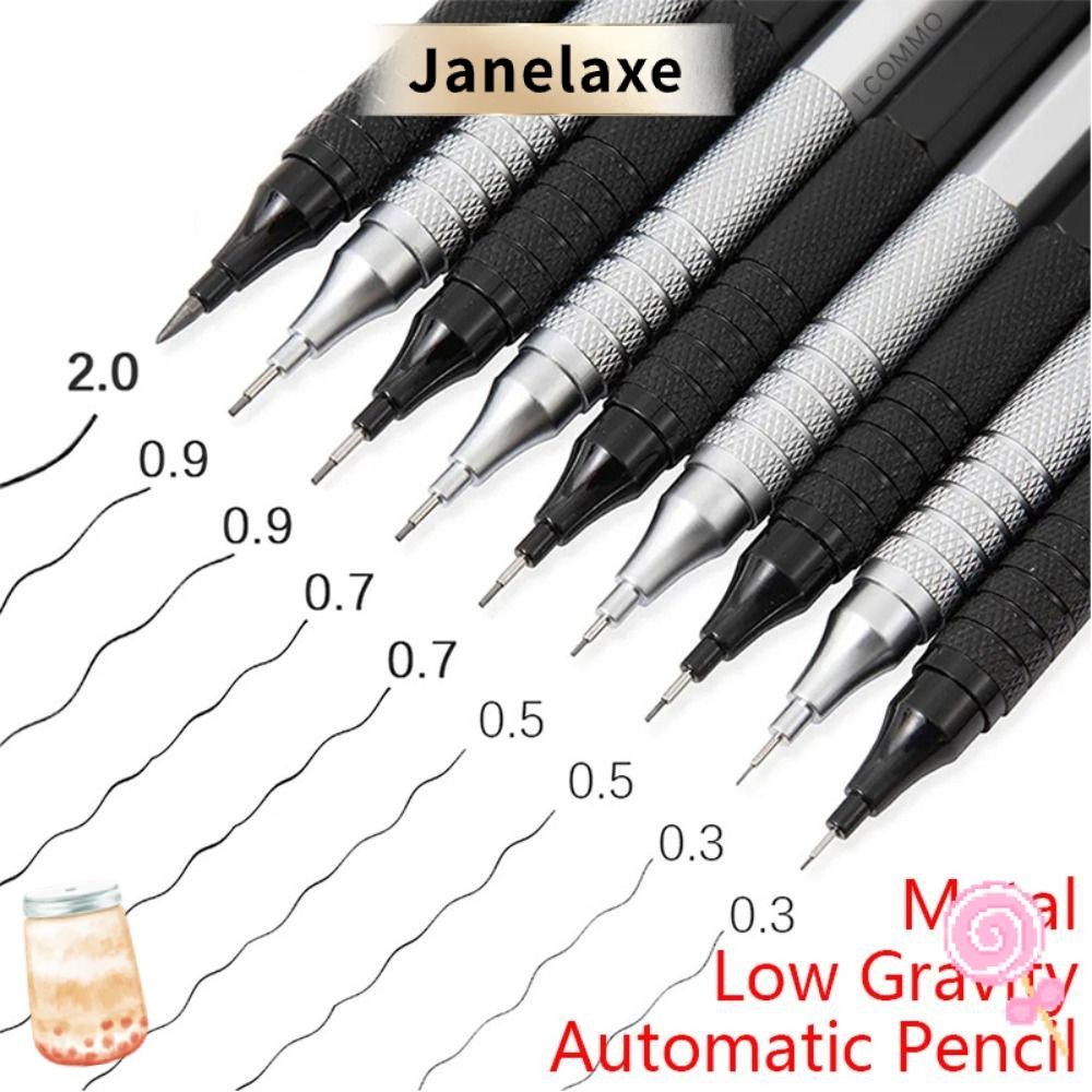 Janelaxe932 ดินสอกด, เครื่องเขียนโลหะดินสออัตโนมัติ, คุณภาพสูง 0.3/0.5/0.7/0.9/2.0 มม.แรงโน้มถ่วงต่ําร่างดินสอภาพวาดศิลปะ