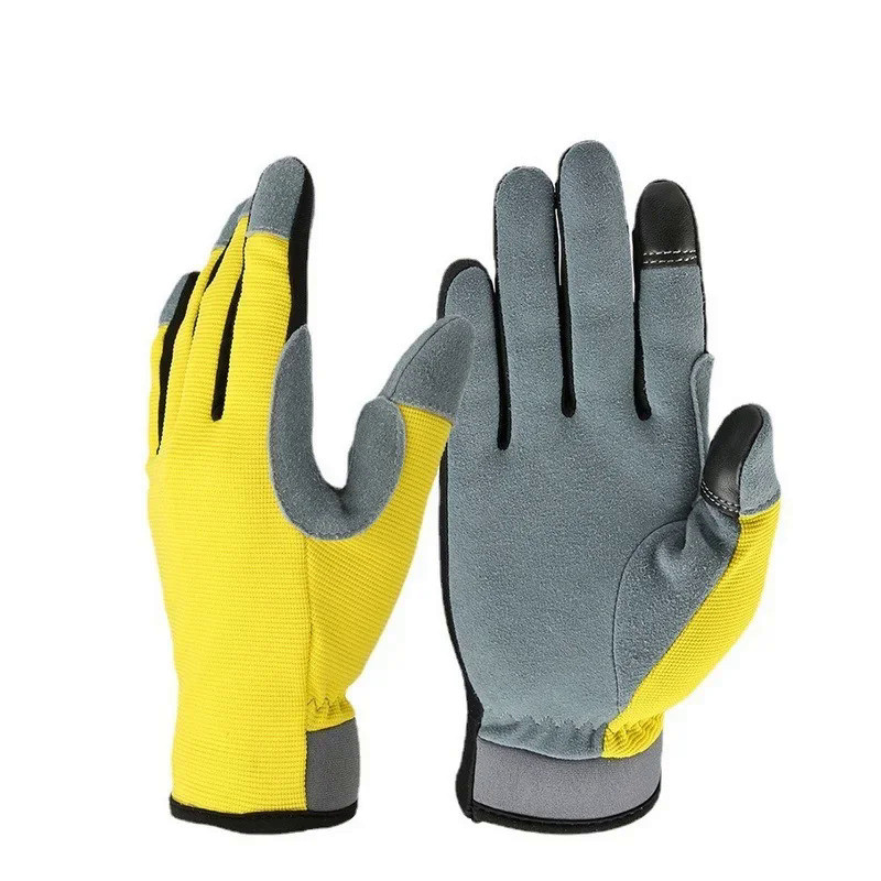 Utility Garden Work Gloves Deerskin Touch Screen For Yard Working Gardening Bike Cycling DIY Mechani