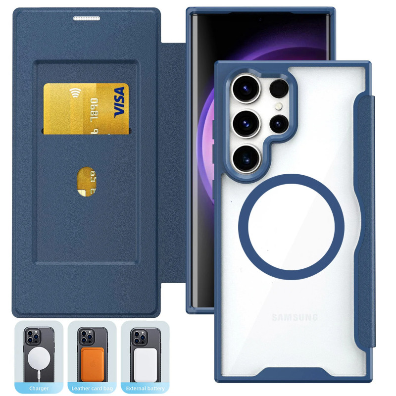 หรูหราธุรกิจพลิกช่องเสียบการ์ดแม่เหล็กหนัง PU เคสโทรศัพท์สําหรับ Samsung Galaxy S25 Ultra S24 S23 Ultra Plus S23FE A54 โปร่งใสกันกระแทกปกแข็ง ราคา ถูกที่สุด ดีลบีเคเค แกลเลอรีภาพที่ 9