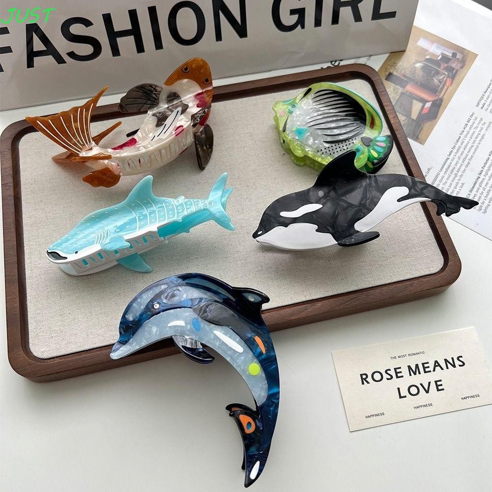 Just Acetate Animal Hair Claw, กรดอะซิติก Dolphin Sea Creature กิ๊บติดผม, ตลกปลาวาฬ Ocean Series คว้าคลิปฉลามขนาดใหญ่คลิปทุกวัน