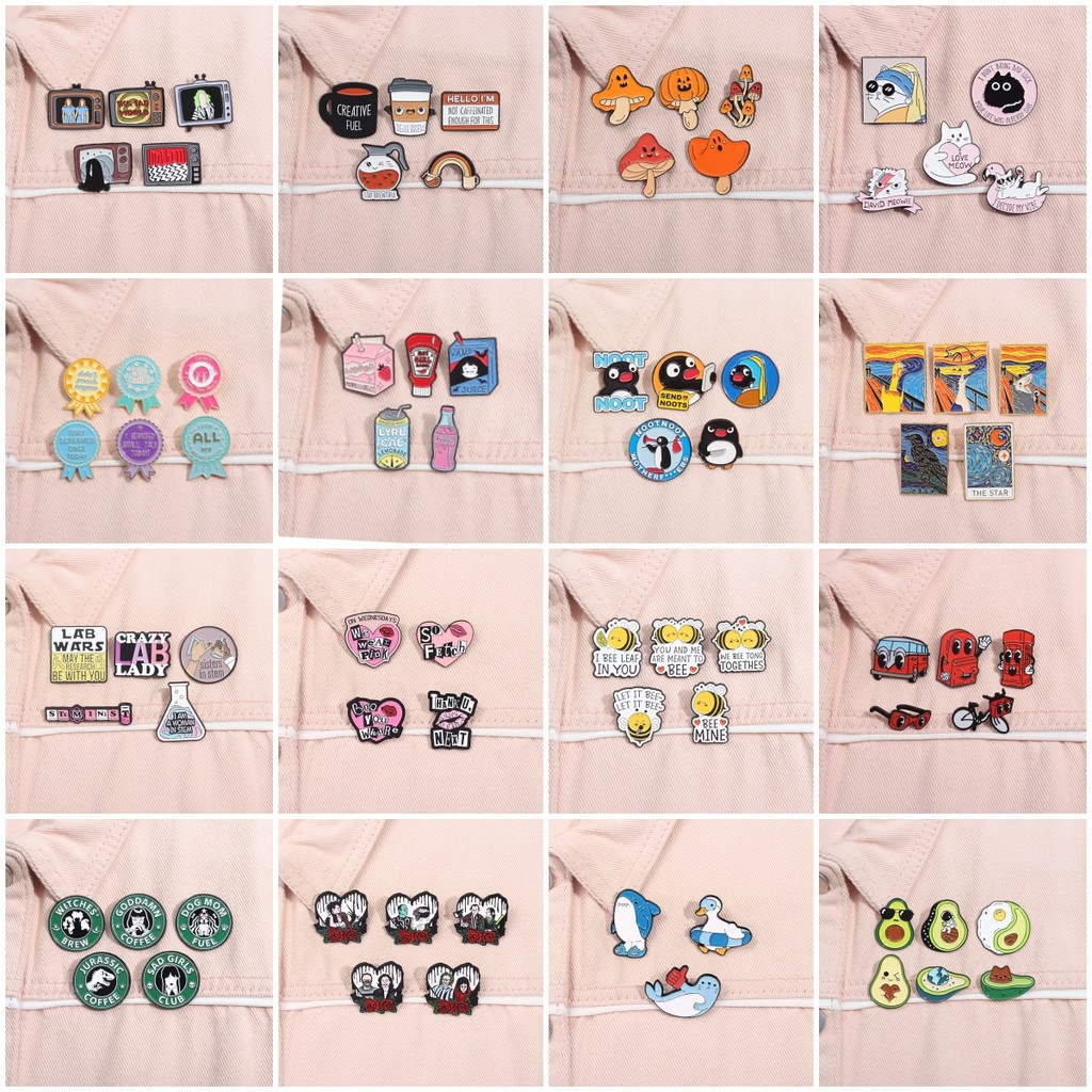 ขายร้อน 2-6 ชิ้น/เซ็ตการ์ตูนเข็มกลัดสัตว์น่ารักป้ายโลหะLapel Pinsเสื้อผ้ากระเป๋าเป้สะพายหลังอุปกรณ์เสริมของขวัญสําหรับเพื่อน