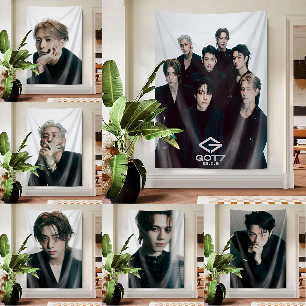 Got7 WINTER HEPTAGON Wall Tapestry พร้อมคลิปโพลีเอสเตอร์ Tapestries ห้องนอนแขวนผนัง