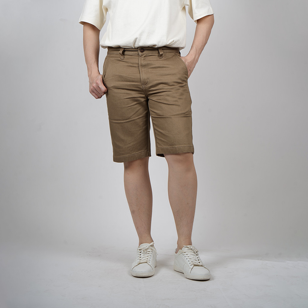 กางเกงสั้นผ้าฝ้าย Dapper Medium Khaki Slim - HPC11008S