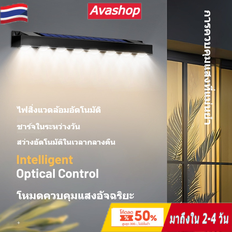 🇹🇭ส่งจากไทย🇹🇭 4/6/8/10LED โคมไฟติดผนังพลังงานแสงอาทิตย์กลางแจ้งกันน้ําตกแต่งสวนแสงพลังงานแสงอาทิตย์ระเบียงบันไดรั้วบ้านบรรยากาศแสง