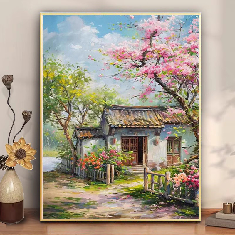 จีนretro Courtyard Cross Stitchของตัวเองเย็บปักถักร้อย 2025 สไตล์ใหม่ภูมิทัศน์เย็บปักถักร้อยHandmade DIYเย็บปักถักร้อยเต็มรูปแบบ