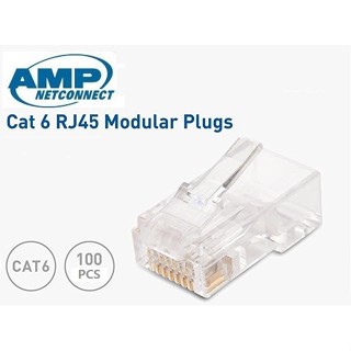 100 ชิ้น AMP Tyco RJ45 CAT6 8P8C Modular Plug Network Connec…