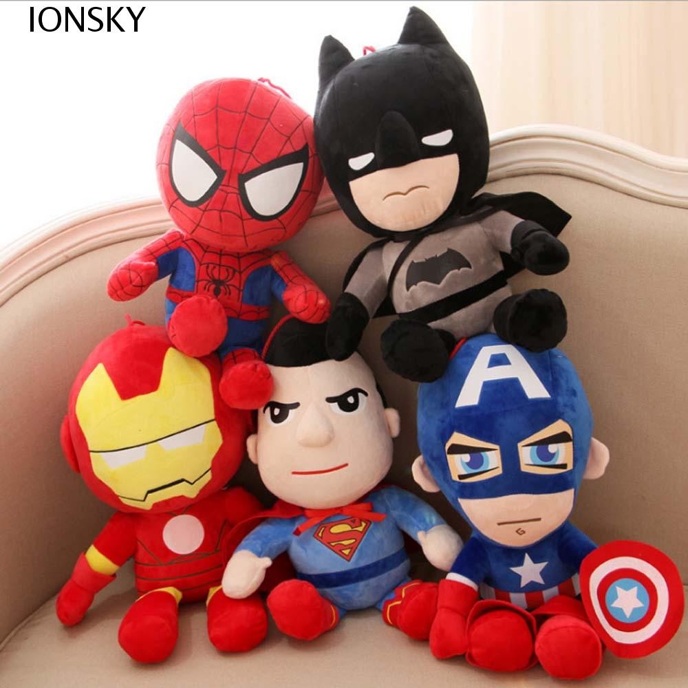 Ionsky Marvel Avengers อะนิเมะภาพยนตร์ตุ๊กตาของเล่น Superman Iron Man ตุ๊กตาภาพยนตร์แบทแมน