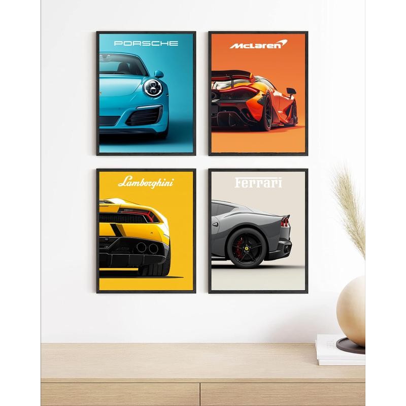 Super Car Posters Sports Car Prints Ferrari Lamborghini Porsche McLaren Race Car Poster