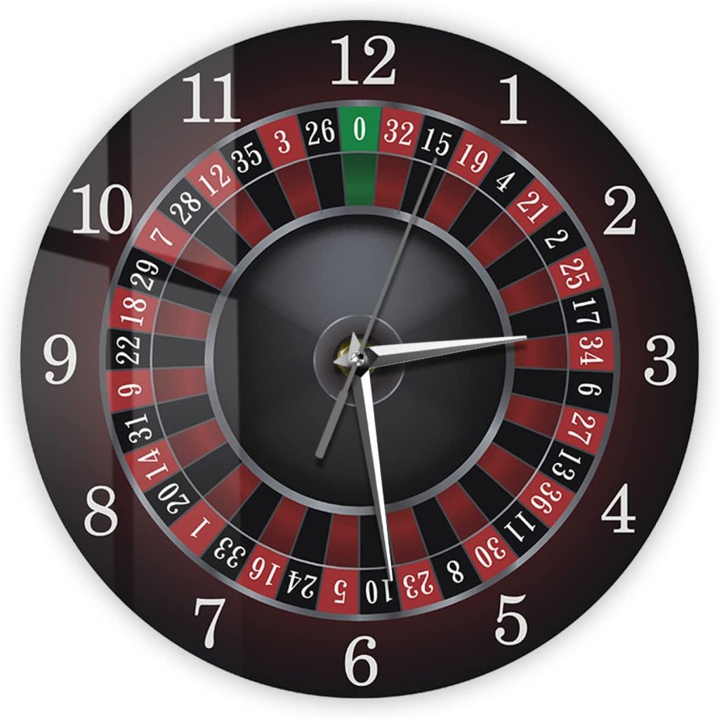 12 นิ้วนาฬิกาแขวนรัสเซีย Turntable Gambling การพิมพ์นาฬิกาแขวน Casino Decor สําหรับ Man Cave Rouplet