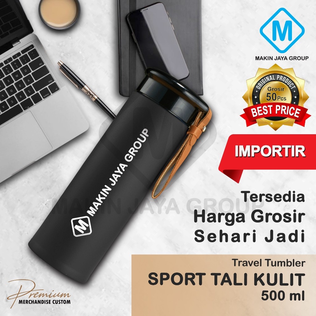 TERMOS QQ Bottle Thermos Tumbler Custom สายหนังพรีเมี่ยม 500ML สแตนเลส SUS 304 - MJG