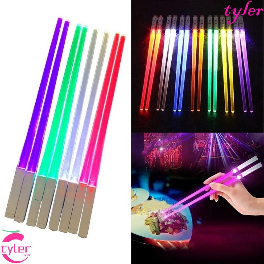 Tyler 1 คู่ LightSaber ตะเกียบ, Bright LED Light Up ตะเกียบ, สนุก BPA ฟรีสีสันที่ถอดออกได้เรืองแสง C