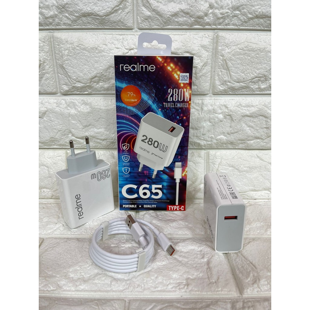 I* (CHECK VARIATION) C65 Charger Micro Realme 280w Travel Charger Realme Super Dart 280 W Fast Charg