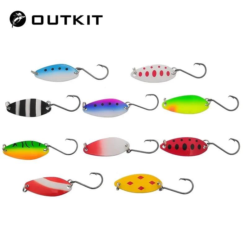 Outkit 10 ชิ้นผสมสี 4.1 เซนติเมตร 6.5 กรัมตกปลาช้อน Lure เหยื่อว่ายน้ํา Isca ประดิษฐ์ปลาเทราท์ Lure Pesca ตกปลา Tackle Truite ช้อน