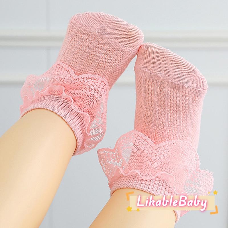 เด็กสาวลูกไม้นัวเนียยืดหยุ่นลูกเรือถุงเท้าระบายอากาศเจ้าหญิงเดินถุงเท้า