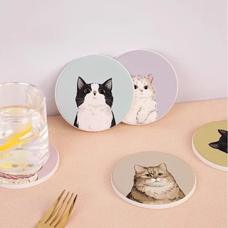 1 PC ถ้วยแมว Coaster การ์ตูนน่ารัก Anti Scalding ความร้อนฉนวนกันความร้อนบนโต๊ะอาหาร Decor Table Decor