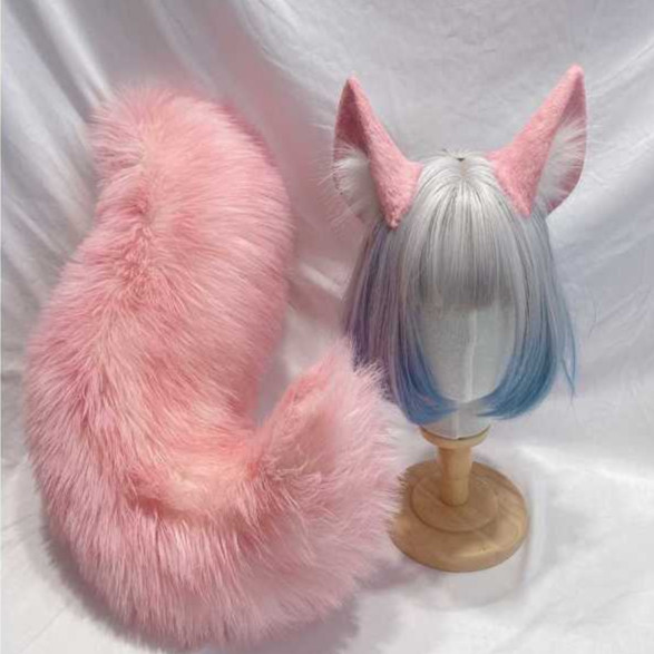 Pink Fox Animal Ears Fox Ears Modeling Fox Ear Headband Plush Big Tail Cute Cos Beast Tail BW68