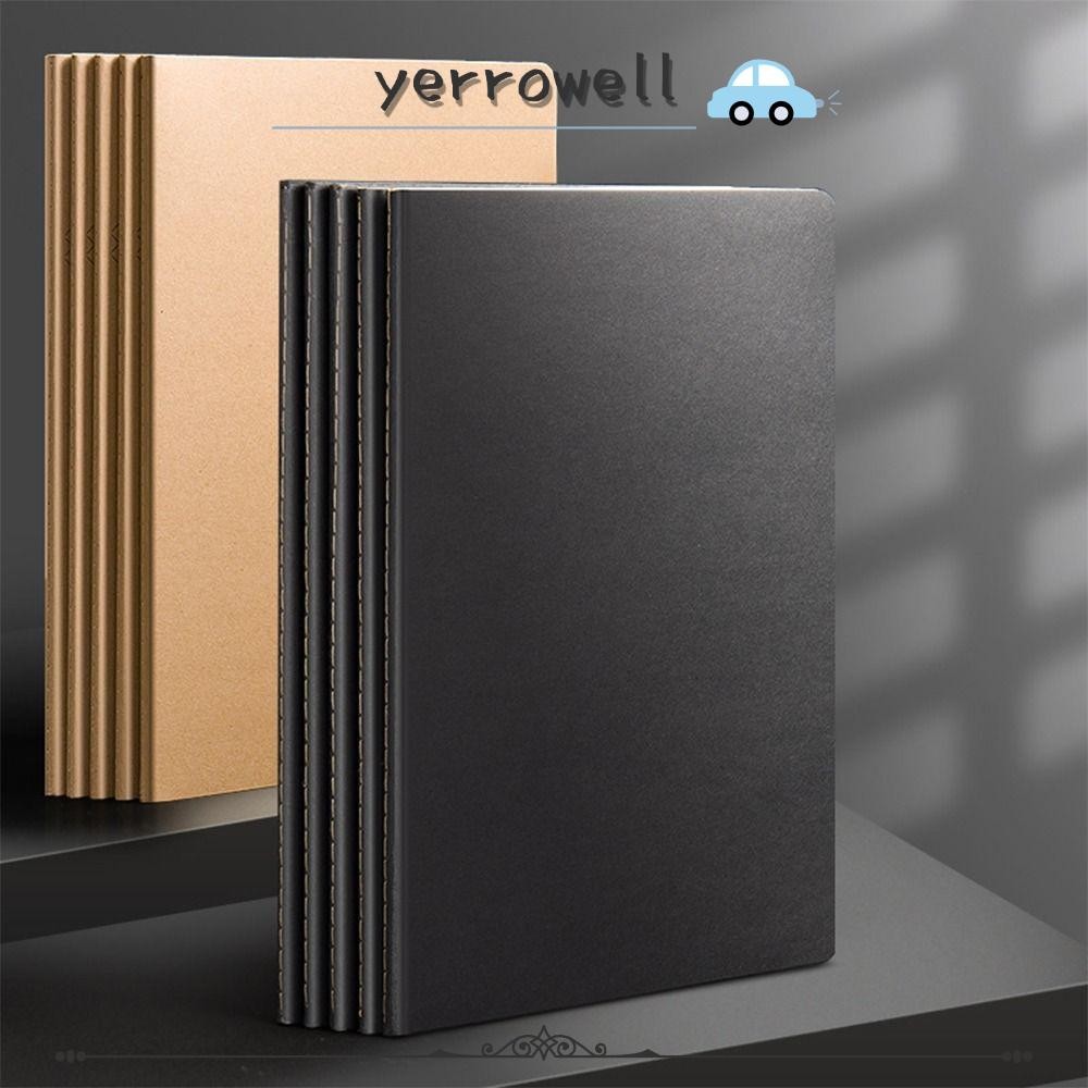 สมุดบันทึก YERROWELL, Grid/Lined/Blank Kraft Cover Diary Book, คุณภาพสูง A4/A5/B5 Notepad โรงเรียน/สํานักงาน
