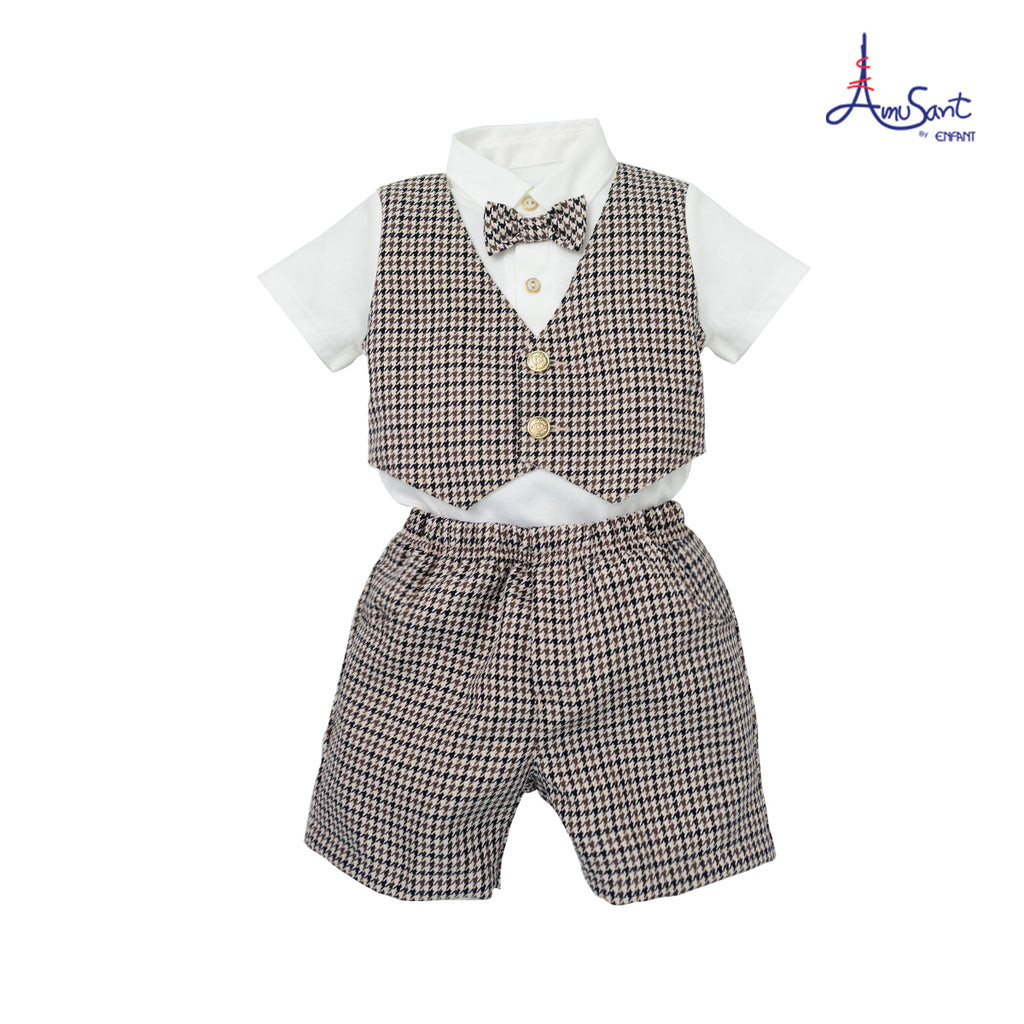 AMUSANT ชุดออกงานลายสก็อตสำหรับ6เดือน-8ขวบ  EH1J80