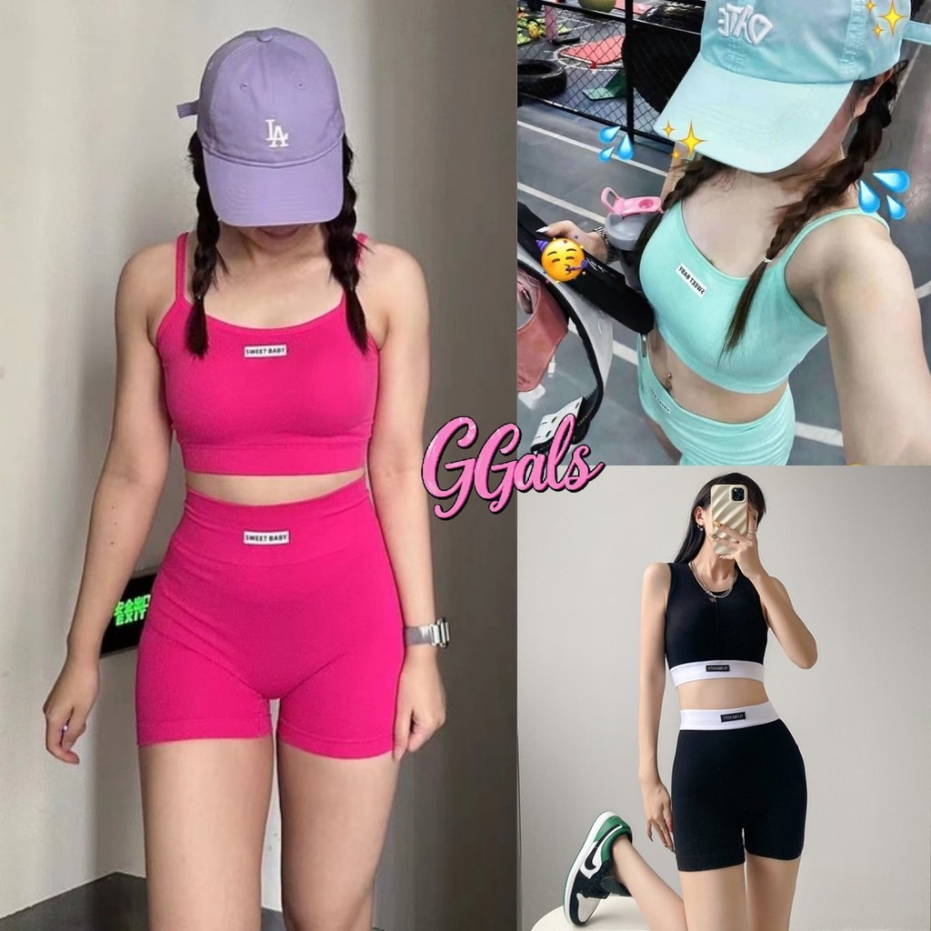 🌷GGals🌷สายเดี่ยว+กางเกงขาสั้น ​พร้อมส่ง ชุดออกกำลังกาย สไตล์ลำลอง สายเดี่ยวผ้านิ่ม ทรงรัดรูป ใส่สบาย