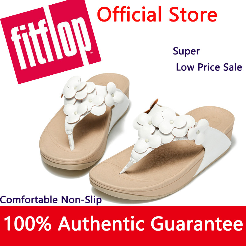 ฟิตโฟลป์ ฟลิปฟลอป สตรี แบบดอกไม้ หนังแฟชั่น สีขาบ S1771
