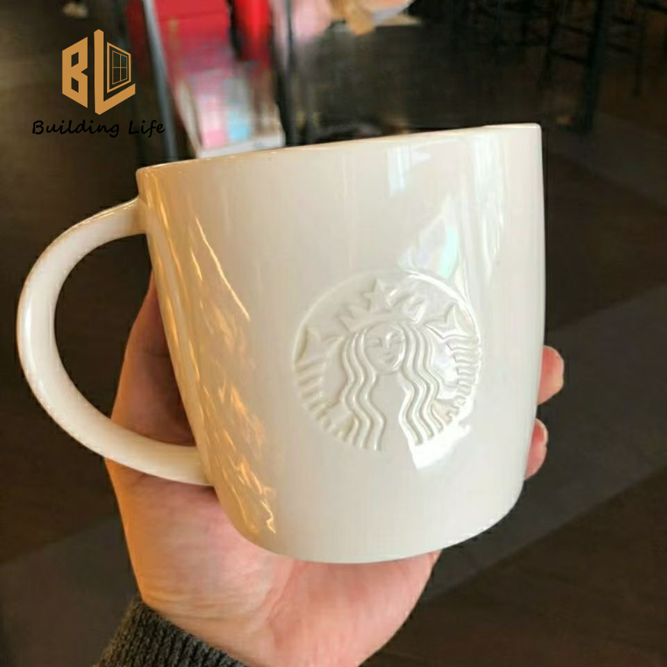 Starbucks Cup in Store Use Cup แก้วกาแฟคลาสสิก G Cup 473ml เซรามิคสีขาว Creative Friend ของขวัญคู่ความจุขนาดใหญ่