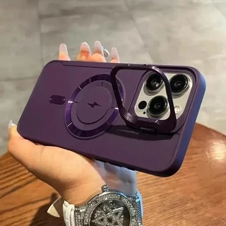 Magnetic เคสโทรศัพท์ For iPhone 11 16 17 13 15 14 12 Pro Max แก้วเลนส์ป้องกันขาตั้งแม่เหล็กกันกระแทกปลอกโปร่งใสสําหรับ