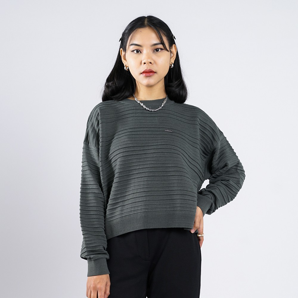 3Second Womens Stripe Jacket Knit Crewneck Sweater Caprice HP-C010725