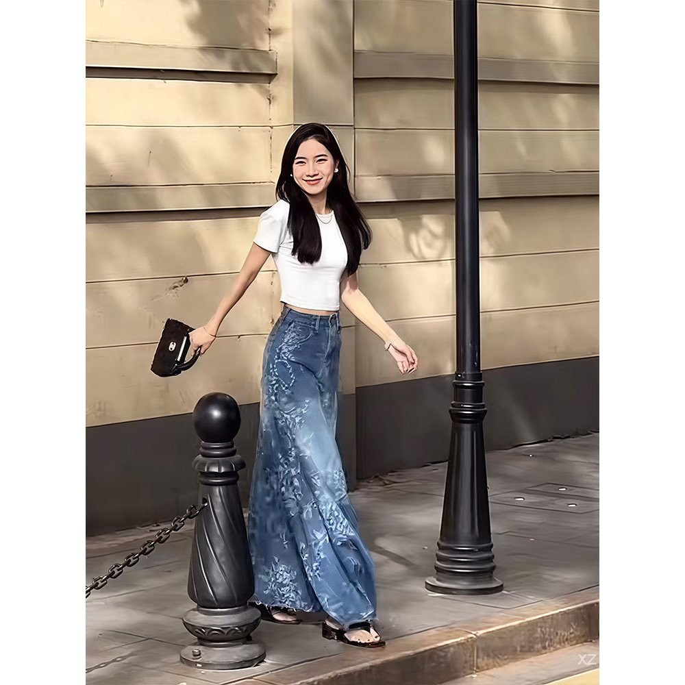 กระโปรงผู้หญิงสไตล์เกาหลีย้อนยุค เอวสูง Slimer JARD denim ออกแบบใหม่ Ins niche A-line กระโปรงยาว ราคา ถูกที่สุด ดีลบีเคเค แกลเลอรีภาพที่ 4