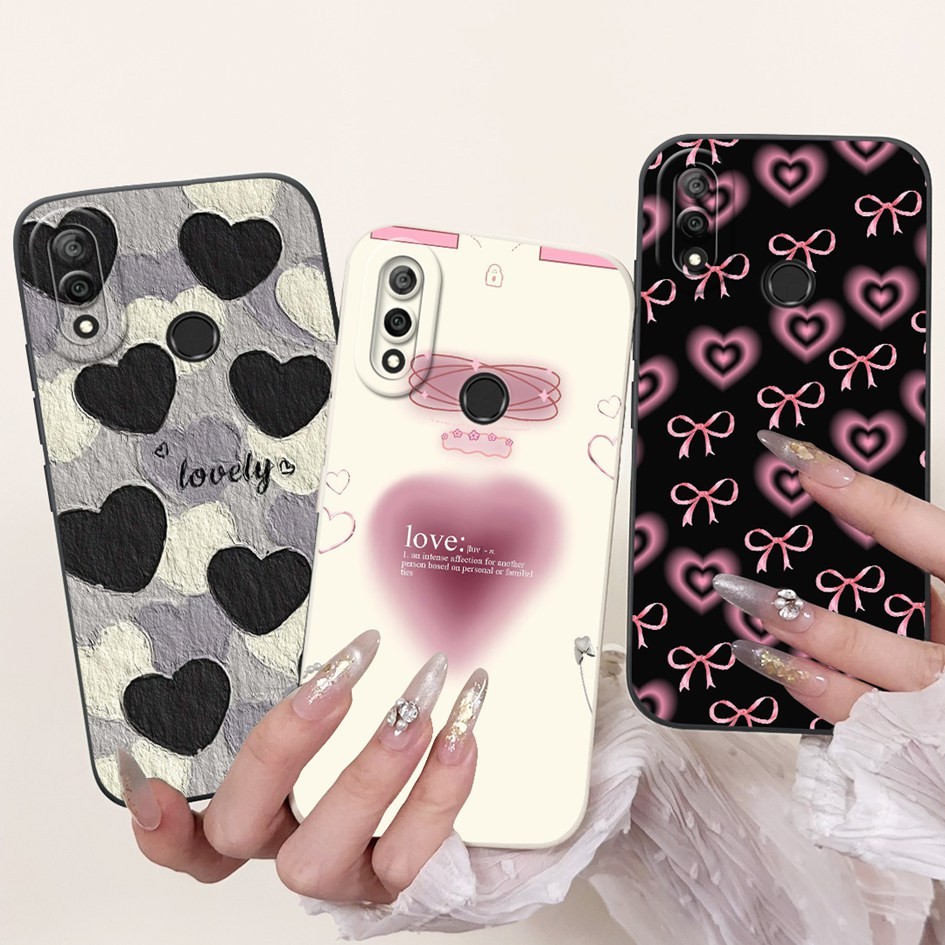 ป้องกันสําหรับ Huawei Y9 2019 กรณี JKM-LX1 JKM-LX2 JKM-LX3 น่ารักหัวใจกระต่ายการ์ตูนสําหรับ Huawei Y