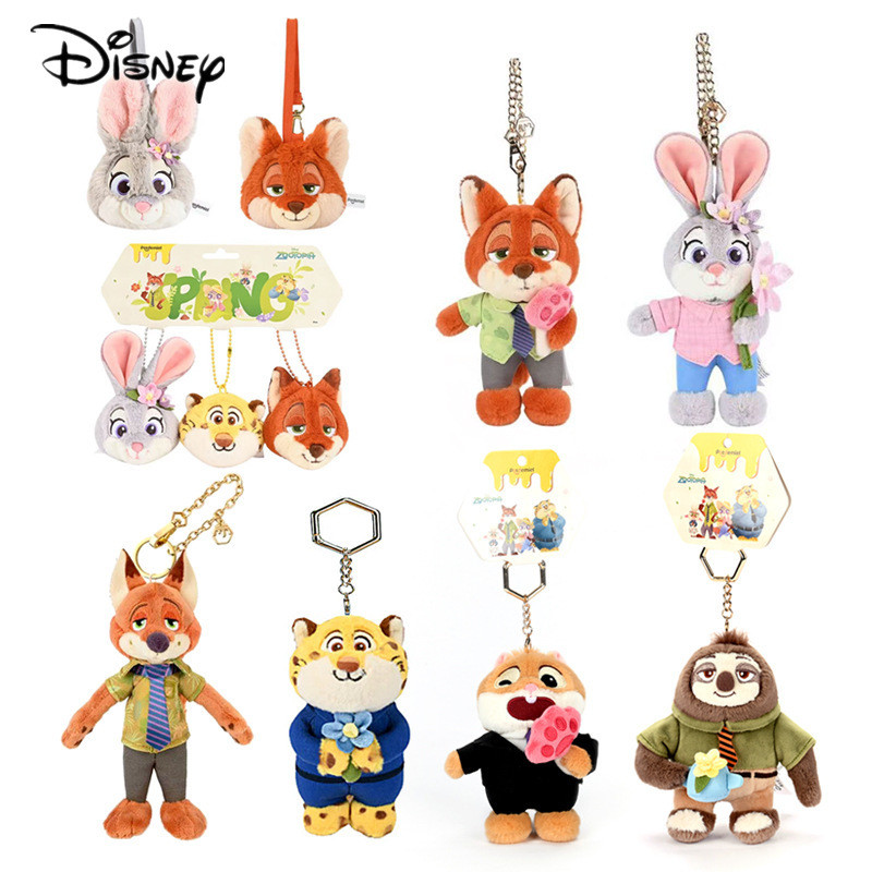 Disney Zootopia Spring Series Judy Nick Officer Clawhauser Flash พวงกุญแจตุ๊กตาของเล่นตุ๊กตาสัตว์แขวนเครื่องประดับ