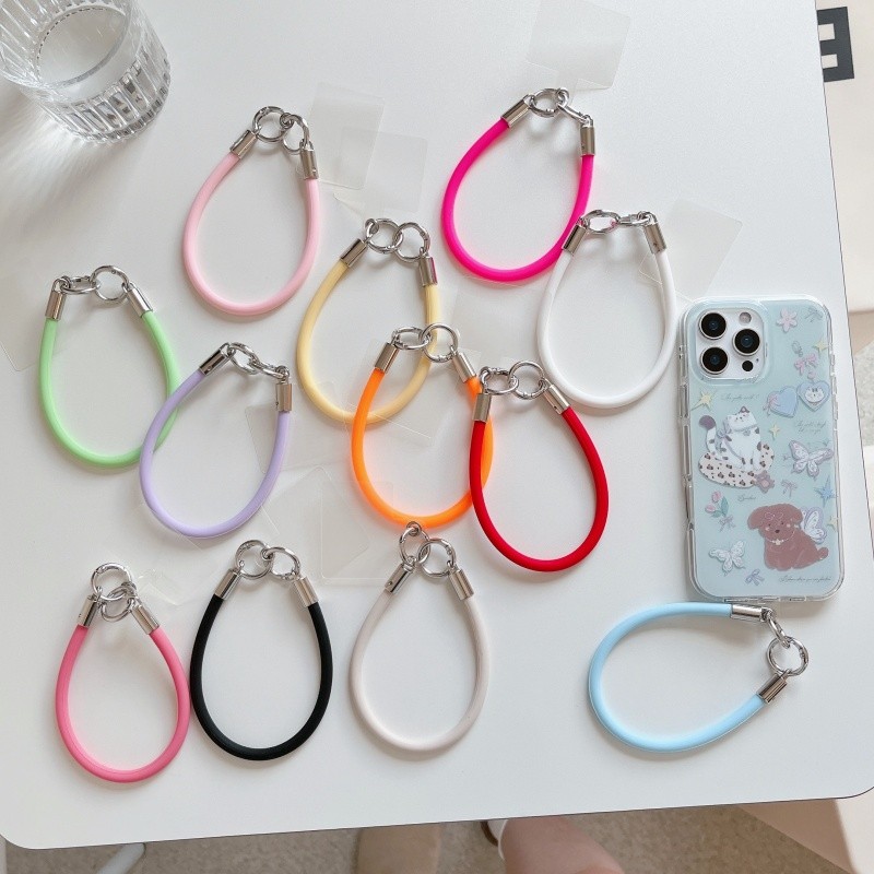 12สีซิลิโคนอ่อนนุ่มสายโทรศัพท์ตะขอคู่สั้นเชือกเส้นเล็กกันลื่นสําหรับโทรศัพท์กระเป๋าสตางค์คีย์อุปกรณ์เสริมอินเทรนด์ของขวัญ