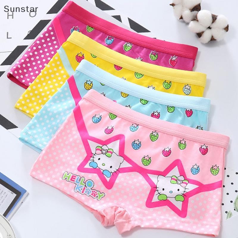 Sunstar Hello Kitty สีชมพูเด็กผู้หญิง Boxer Girls Boxer สําหรับ 2-13 ปีกางเกงบ็อกเซอร์เด็กผู้หญิง Ni