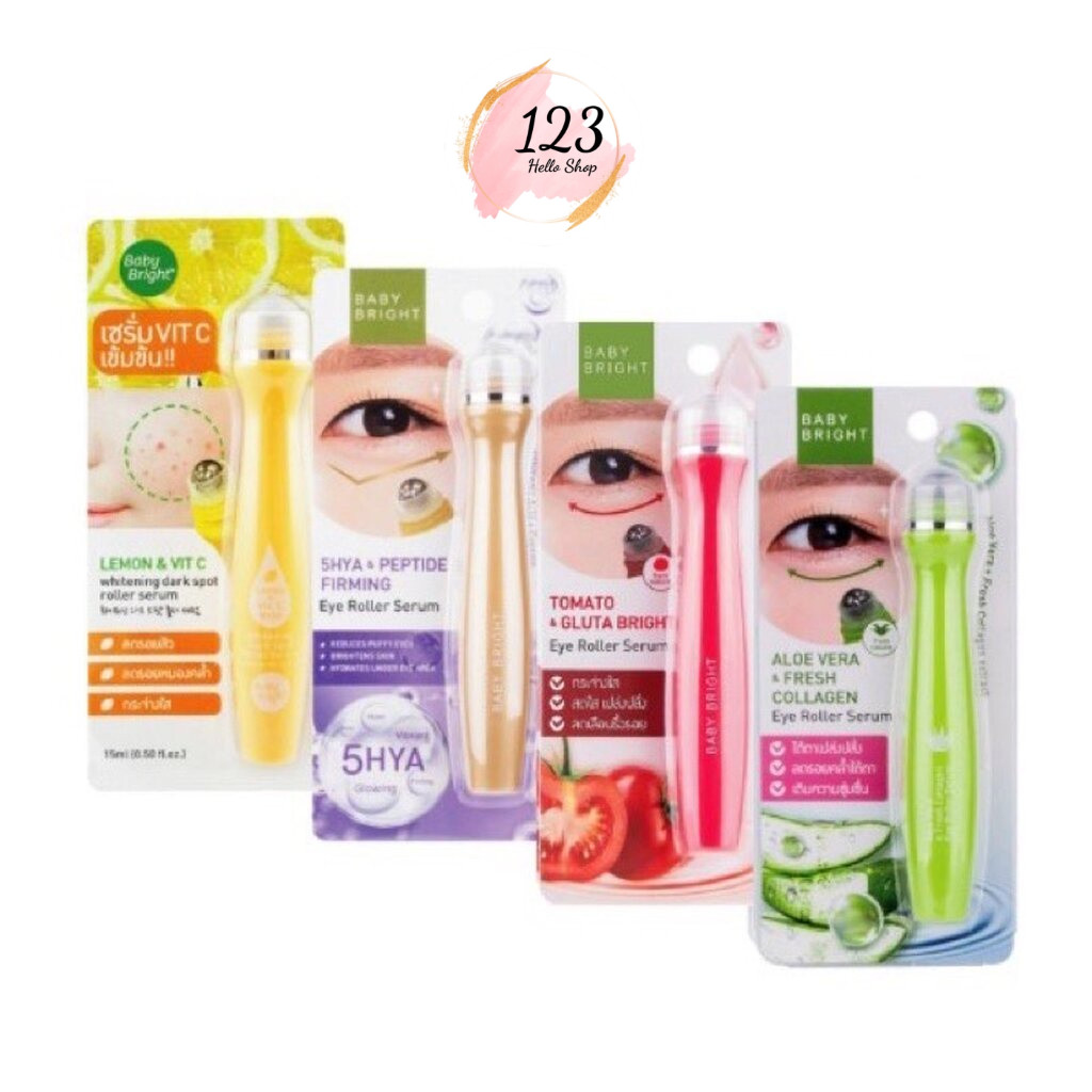 Baby Bright Eye Roller Serum 15 g 4สูตร Aloe Vera / Lemon / Tomato / Hya เบบี้ไบร์ท เซรั่มบำรุงรอบดวงตา แบบลูกกลิ้ง ✨