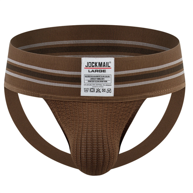 Jockmail Jockstrap พร้อมเข็มขัดกว้างขนาด 3 นิ้วยิมออกกําลังกายสั้น ๆ